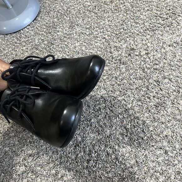 Clarks Damson Tie Black Leather Ankle Chukka Boots Size US 8 Block Heel Comfort - Picture 8 of 10